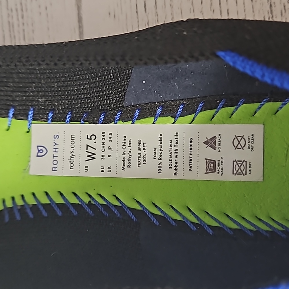 Rothys The Point Black Pointed Toe Flats Blue Edg… - image 4